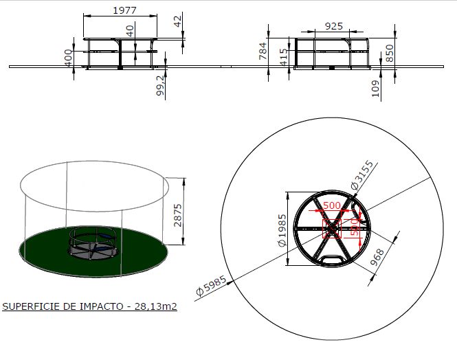 Giostra girevole adatta anche per disabili misure