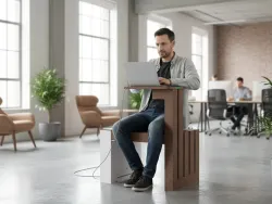 workstation con plastica riciclata smart viva per centri commerciali foto.webp