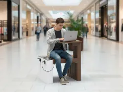 workstation con plastica riciclata smart viva per centri commerciali foto2.webp