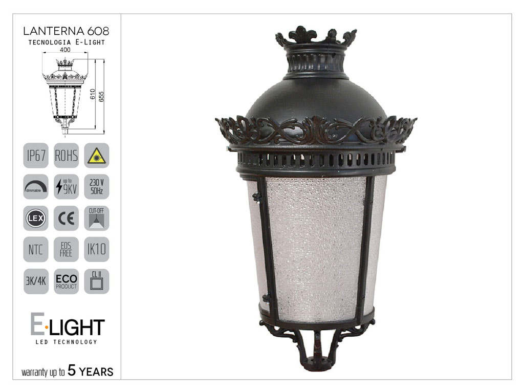 Lanterna artistica tipo imperiale media con fregi ornamentali in alluminio