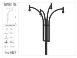 Braccio serie INNER curvo a pastorale alto   singolo