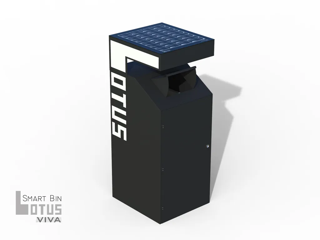 Cestone Smart Lotus con pannello fotovoltaico e sensore di riempimento
