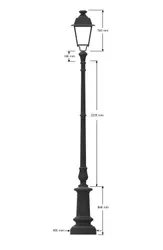Palo in ghisa con lanterna in alluminio cablata LED 602.SA12P 42,2 W 3000K 3702 lumen