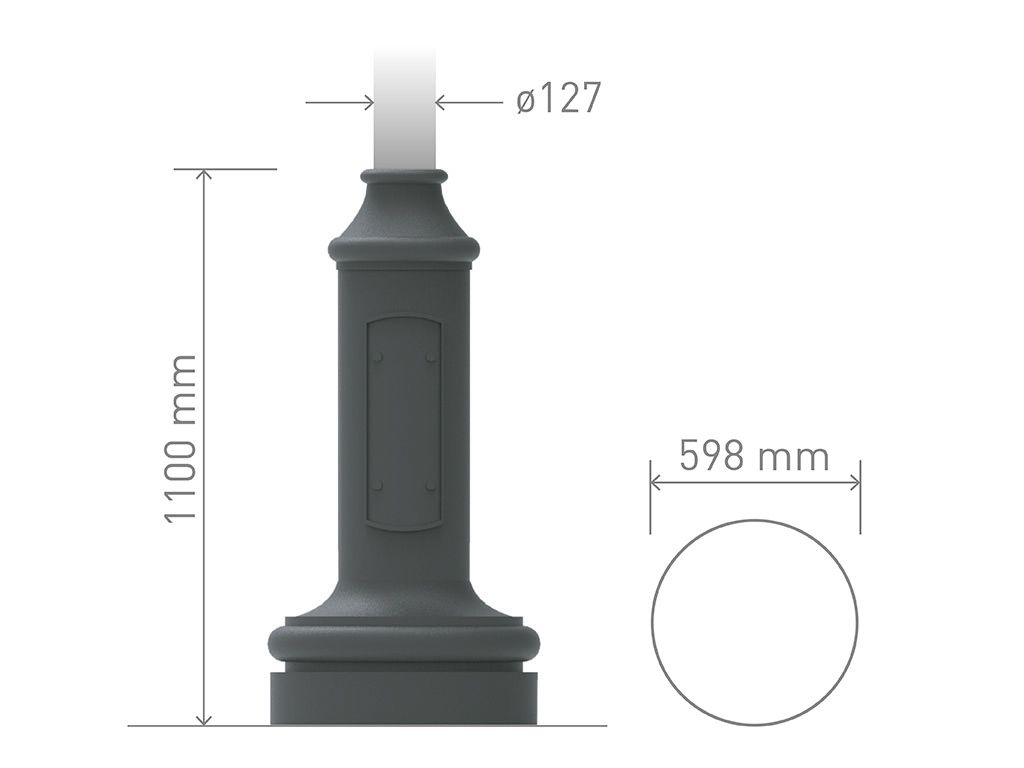 Base in ghisa UNI EN 1561 GJL250 per pali in acciaio circolare grandissima.