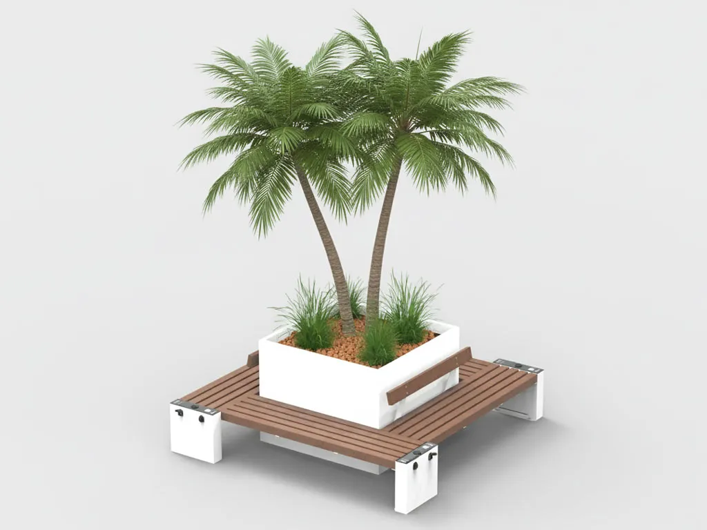 isola quadrata con fioriera plastica riciclata smart viva per centri commerciali foto.webp