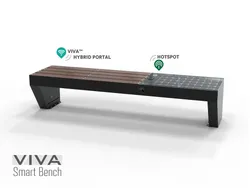 Panchina Smart VIVA SMART ad Energia Solare ricarica Intelligente IOT ready, seduta in plastica riciclata 2,1 mt senza schienale ricarica dispositivi WIRELESS USB illuminazione LED