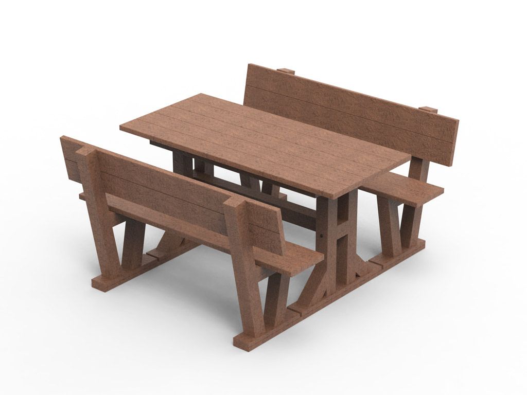 Tavolo da picnic con 2 panche in STRONGPLAST - plastica riciclata post consumo