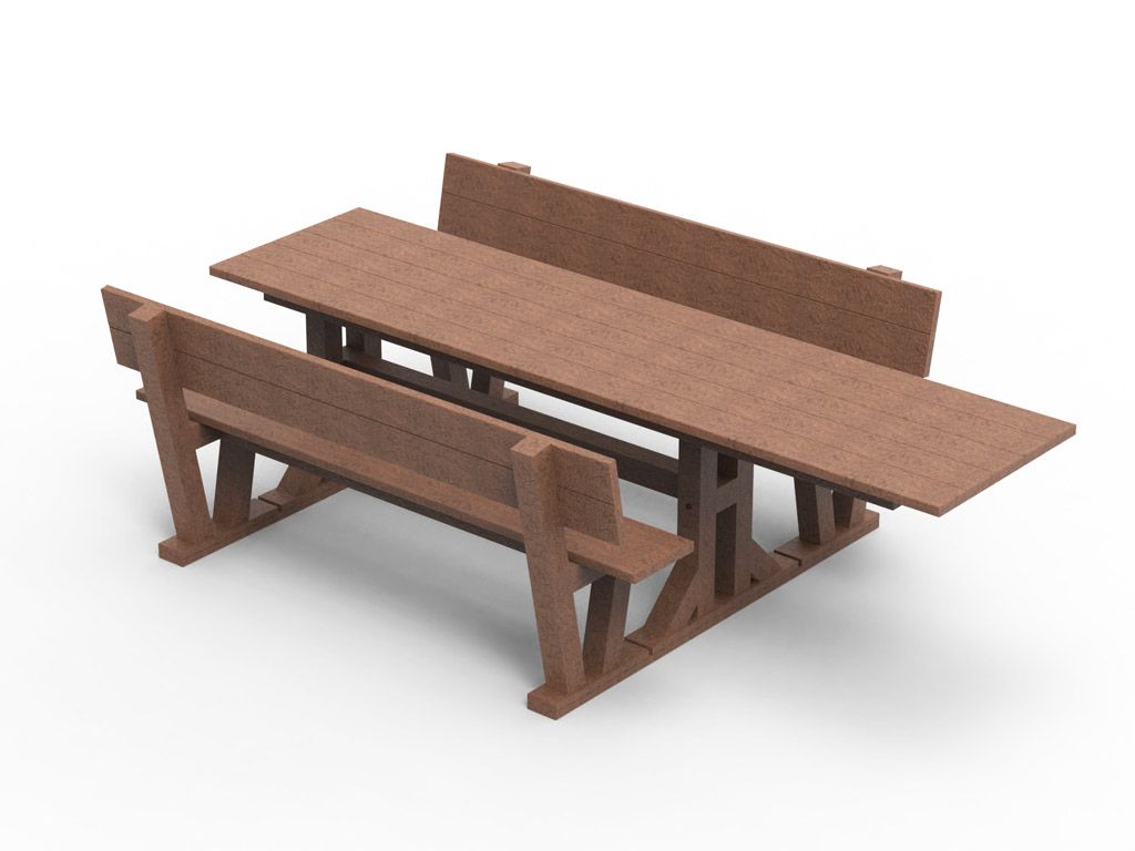 Tavolo da picnic con 2 panche in STRONGPLAST modello accessibile   plastica riciclata post consumo