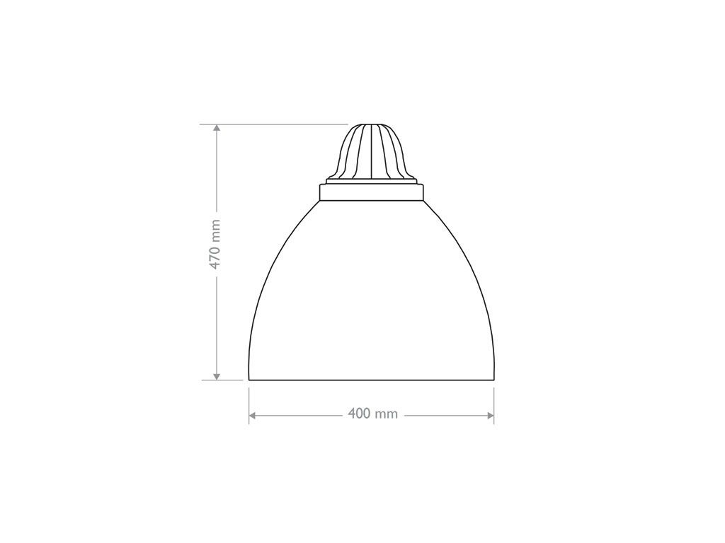 Gonnella per illuminazione con protezione in PMMA diametro 400 mm e suporto in alluminio   2D
