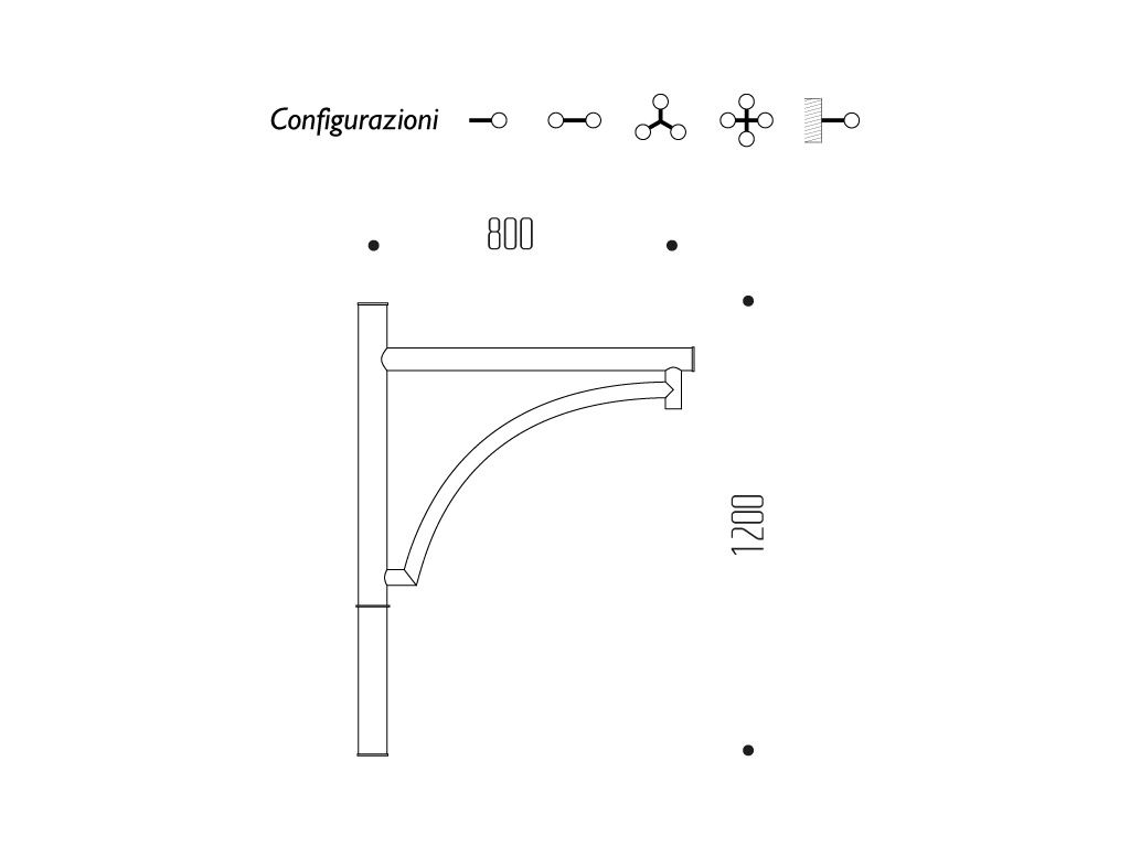 Braccio serie INNER con arco   dimensioni