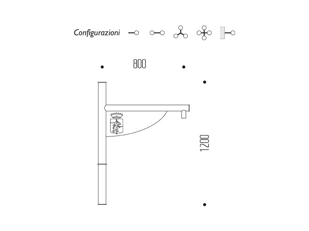Braccio serie INNER con bandiera   dimensioni