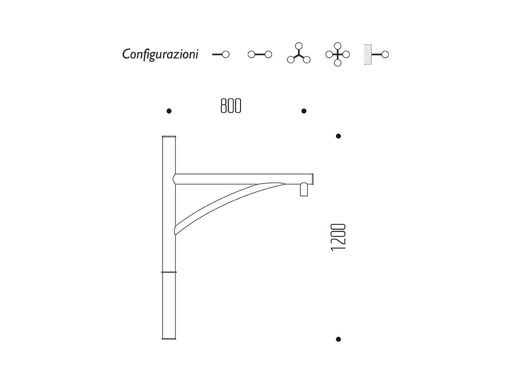 Braccio serie INNER con arco   dimensioni