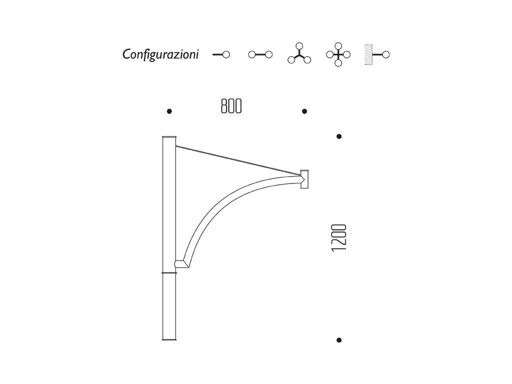 Braccio serie INNER con arco e tirante   dimensioni