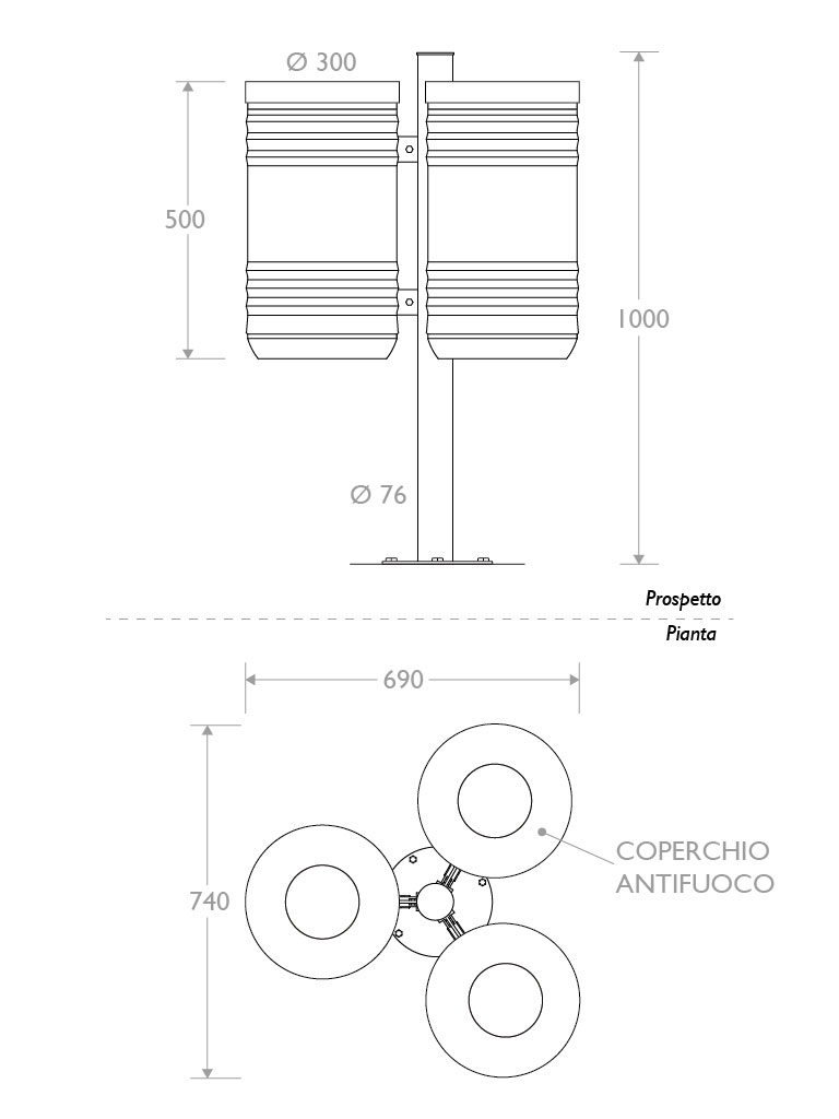 Misure Cestino Klimt triplo