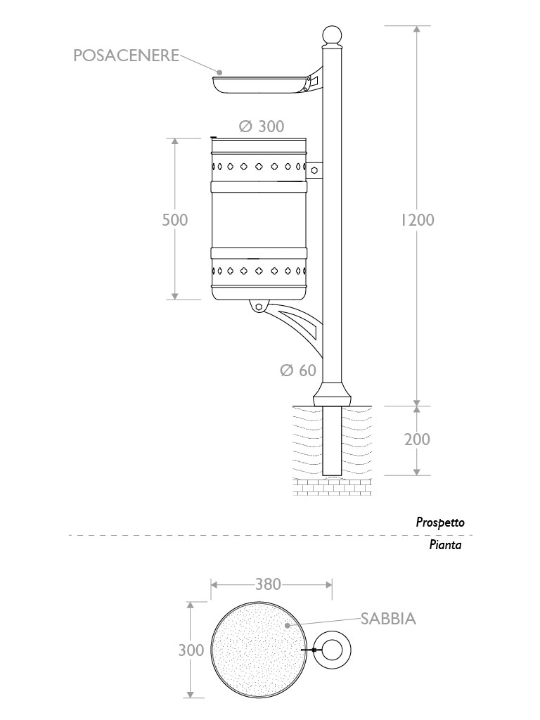 Misure Cestino posacenere