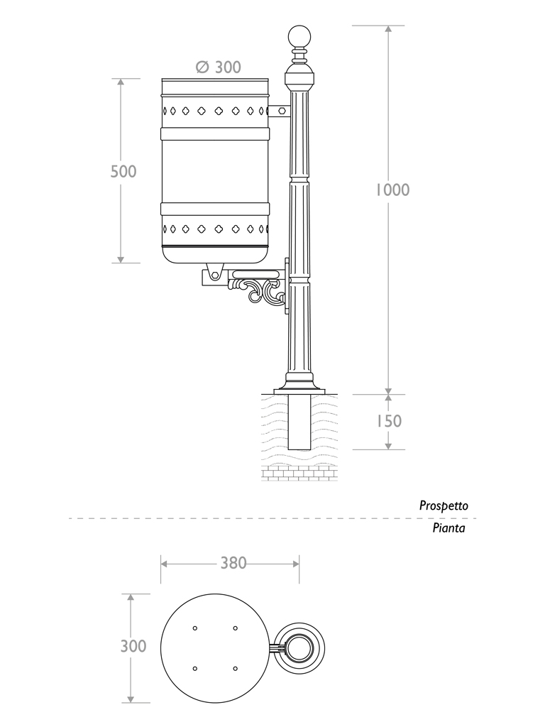 cestino raffaello 330101 singolo infissione