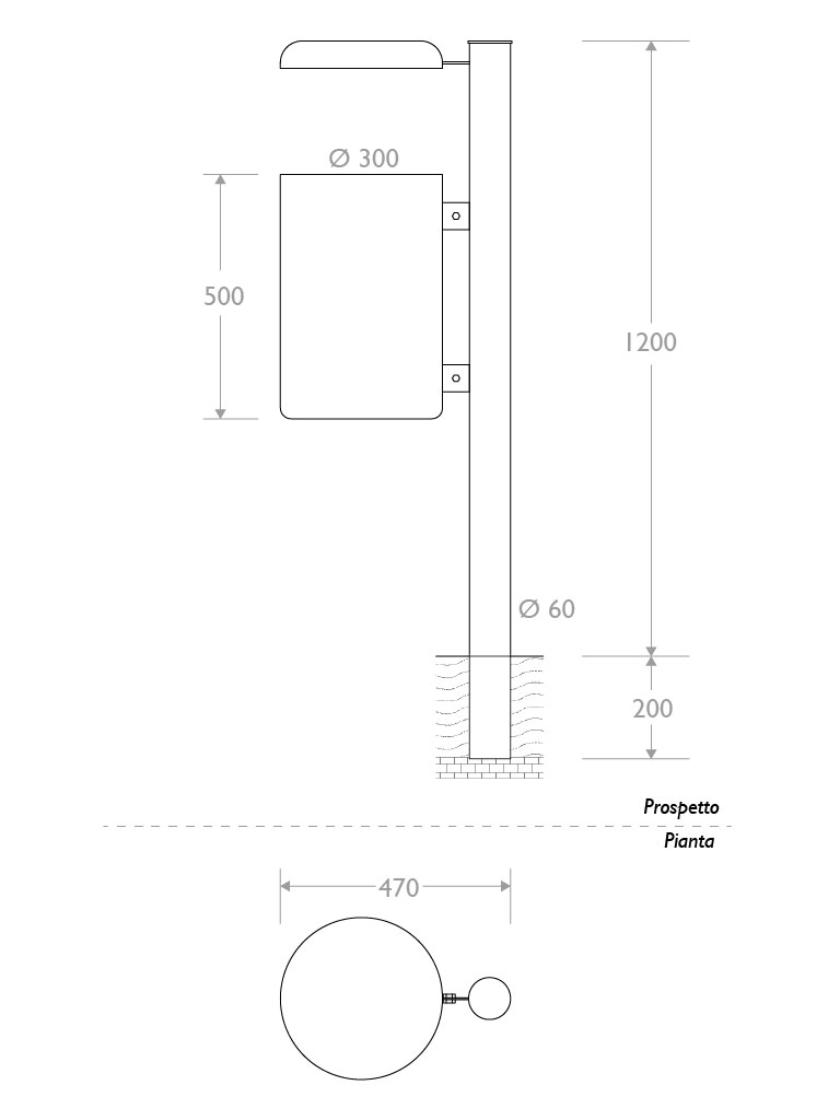 Disegno Cestino singolo coperchio
