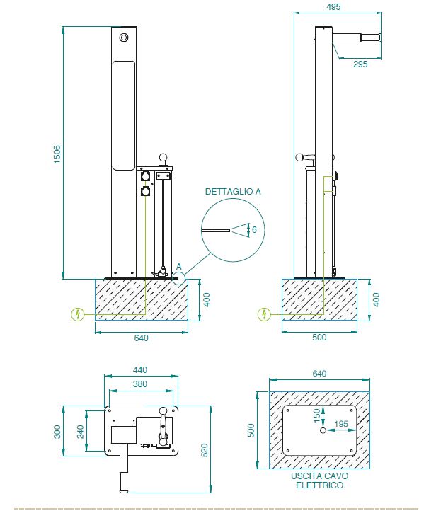 Stazione self service di ricarica e riparazione ebike dimensioni