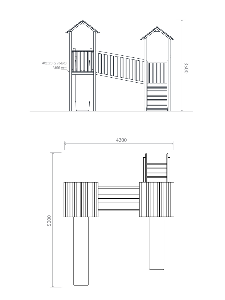 Torre combinada en plastico reciclado dimensione