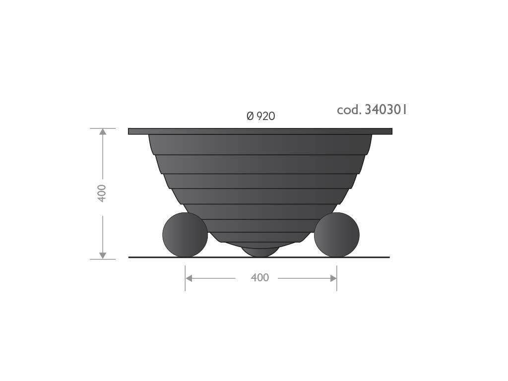Fioriera rastremata Passiflora lt 200 diametro 920 mm misure
