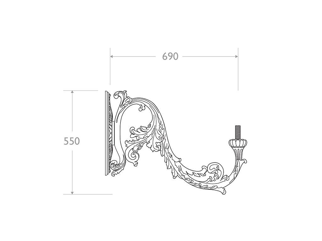 Mensola a muro in ghisa e alluminio tipo Syros dimensioni