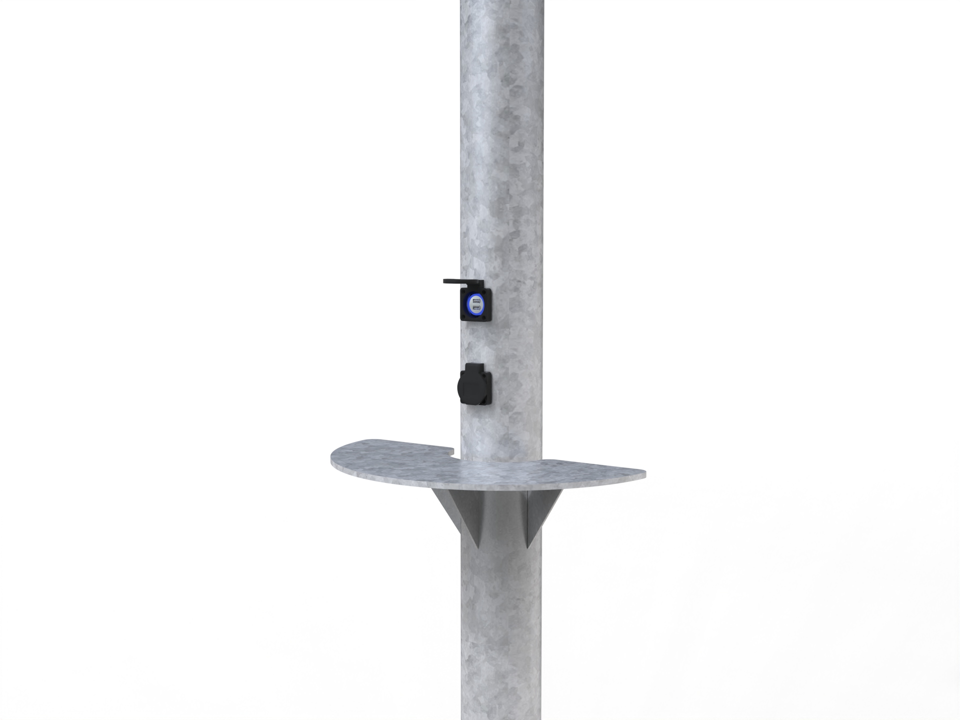palo fotovoltaico potenza 300w dettaglio tavolino prese USB